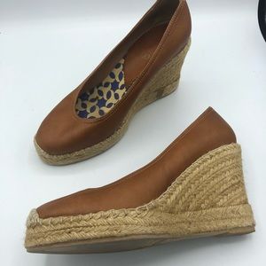 Penelope Chilvers Brown Leather Espadrille Wedge